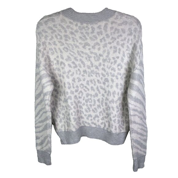 Rails Lana Leopard & Zebra Wool & Cashmere Blend Sweater Grey Pullover Luxury XS - Picture 8 of 16